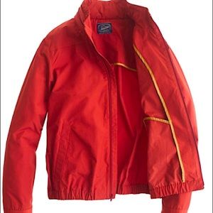 J. Crew men’s lightweight zip front windbreaker jacket, stowable hood, Small